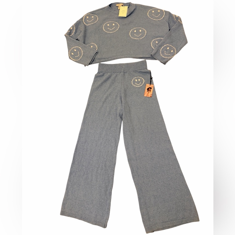 SINCERELY JULES Boho Blue Smiley Lounge Matching Set Size XS Women’s BRAND NEW